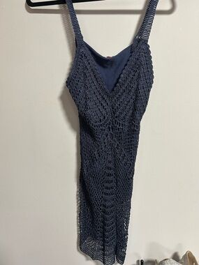 Navy Crochet Knit Tank